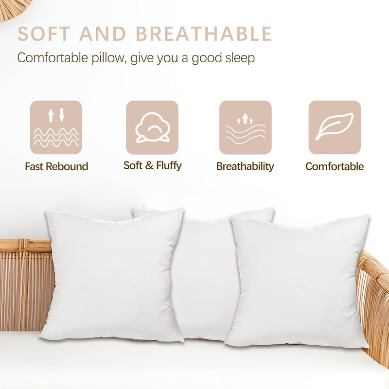 ORJ Throw Pillows Insert Set of 2, White 26x26 in Pillow Inserts with 100% Cotton Cover,Bed and Couch Decorative Stuffer Pillows,Indoor Pillows for Sofa - Image 5
